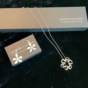 Silpada Flower Sterling Earrings and Necklace Set